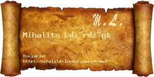 Mihalits Lóránt névjegykártya